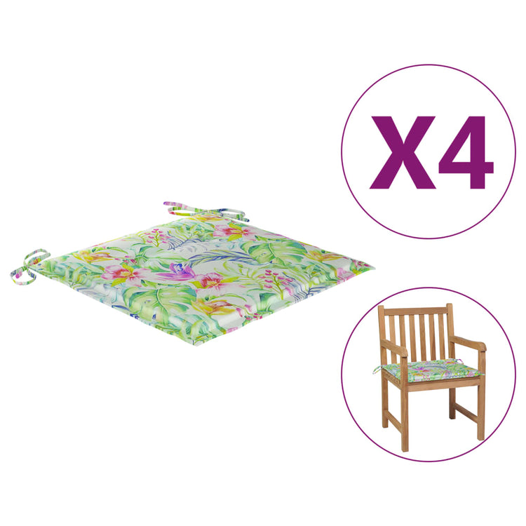 Coussins de chaise de jardin vidaxl 4 ST 50x50x3 cm motif de feuille de tissu oxford