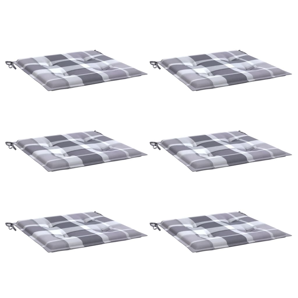 VidaXL coussins de chaise de jardin 6 pcs 50x50x4 cm tissu oxford motif losange gris