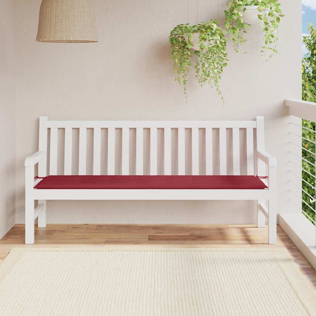 Vidaxl jardin banc coussin 180x50x3 cm oxford tissu vin rouge
