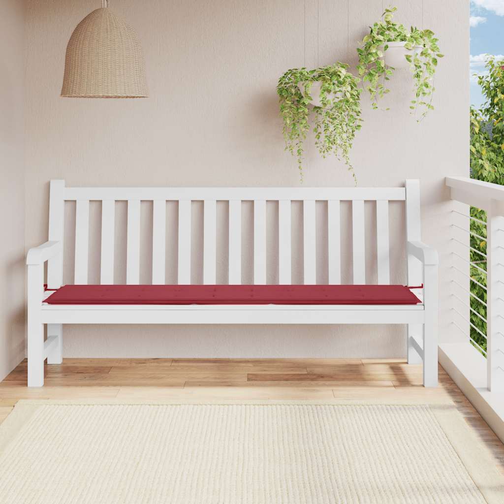 Vidaxl jardin banc coussin 200x50x3 cm oxford tissu vin rouge