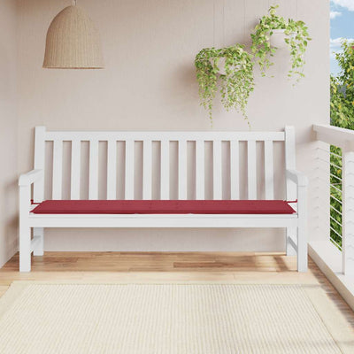 Vidaxl jardin banc coussin 200x50x3 cm oxford tissu vin rouge