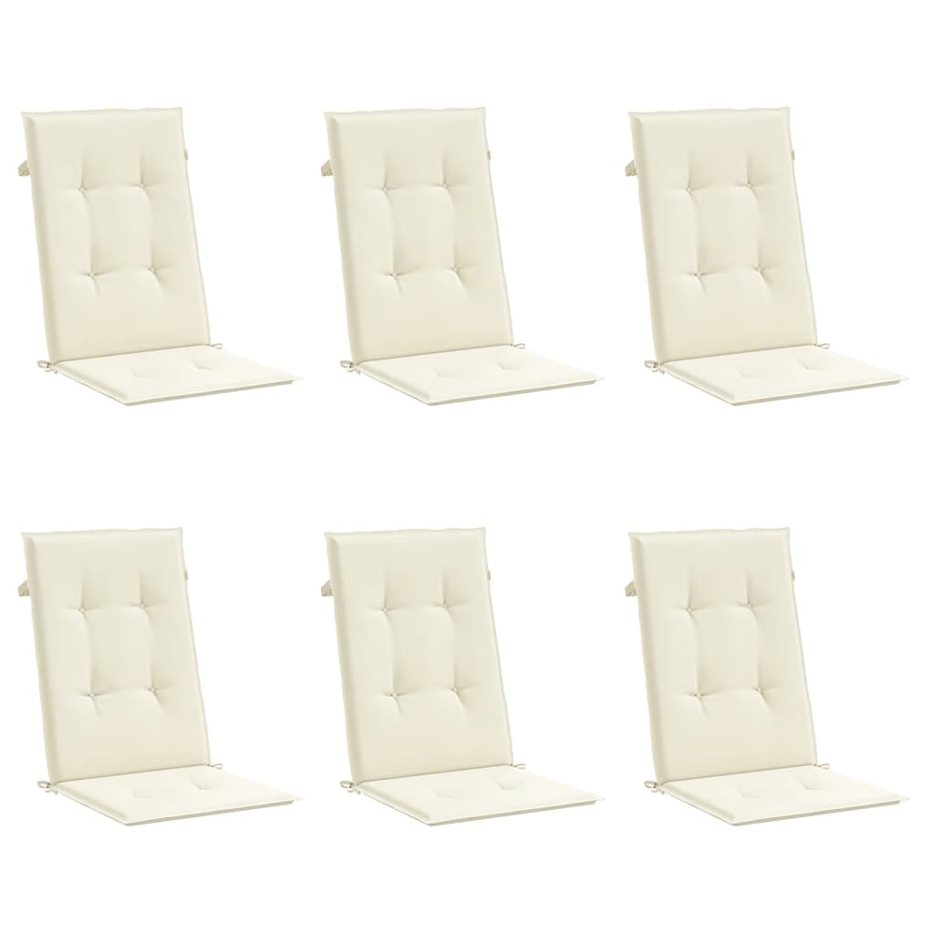 Coussins de chaise de jardin vidaxl 6 st dos haut 120x50x3 cm Crème de tissu -colore