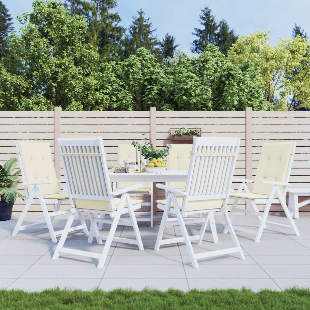 Coussins de chaise de jardin vidaxl 6 st dos haut 120x50x3 cm Crème de tissu -colore