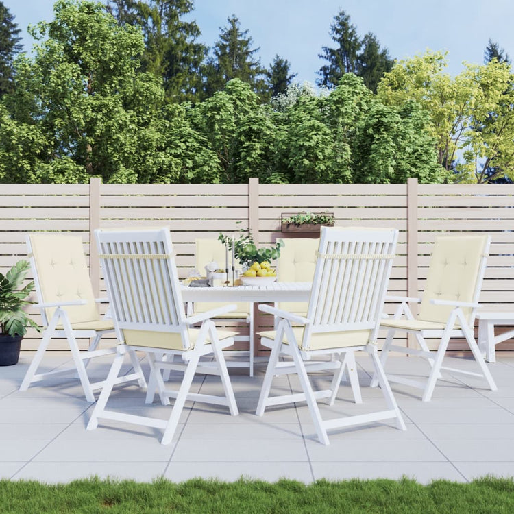 Coussins de chaise de jardin vidaxl 6 st dos haut 120x50x3 cm Crème de tissu -colore