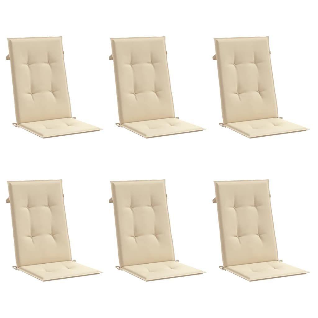 Vidaxl Garden Chair Cushions High 6 ST HIGH Back 120x50x3 cm Tissu beige
