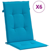 Coussins de chaise de jardin vidaxl 6 st dos haut 120x50x3 cm tissu bleu - afbeelding 2