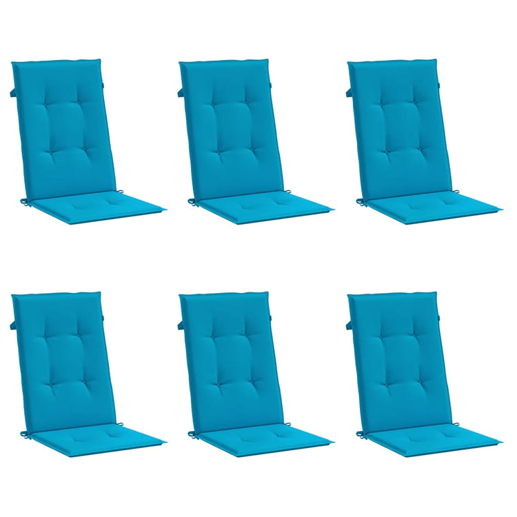 Coussins de chaise de jardin vidaxl 6 st dos haut 120x50x3 cm tissu bleu