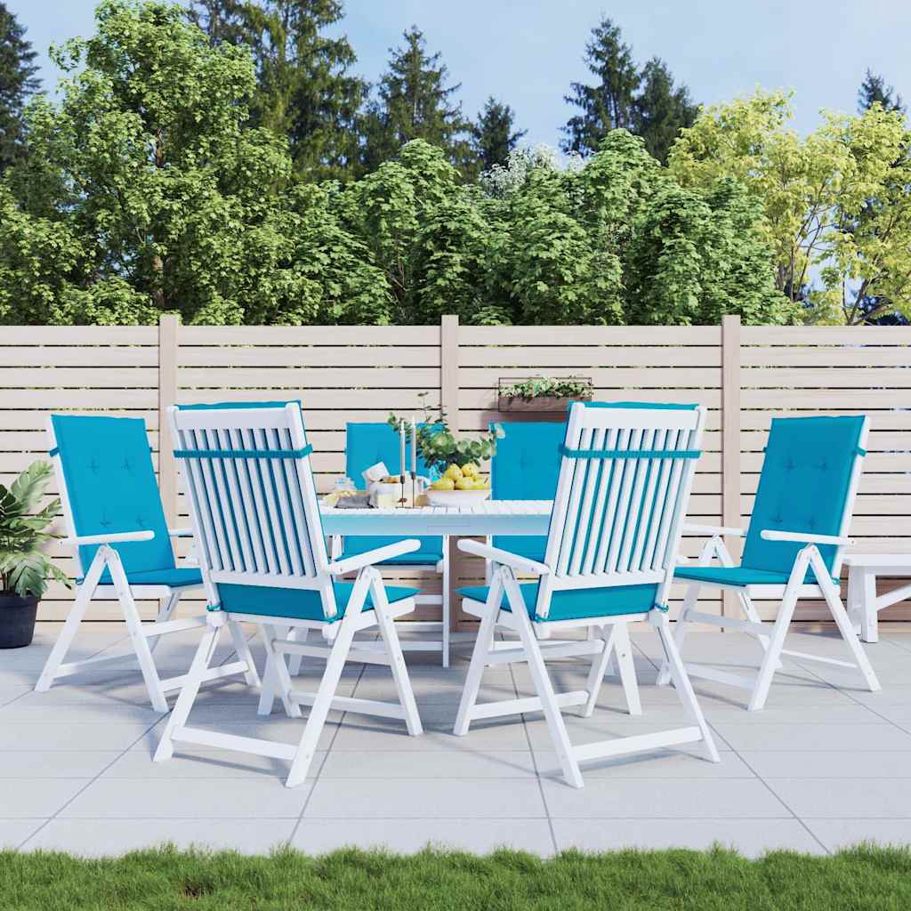 Coussins de chaise de jardin vidaxl 6 st dos haut 120x50x3 cm tissu bleu
