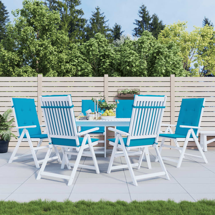 Coussins de chaise de jardin vidaxl 6 st dos haut 120x50x3 cm tissu bleu