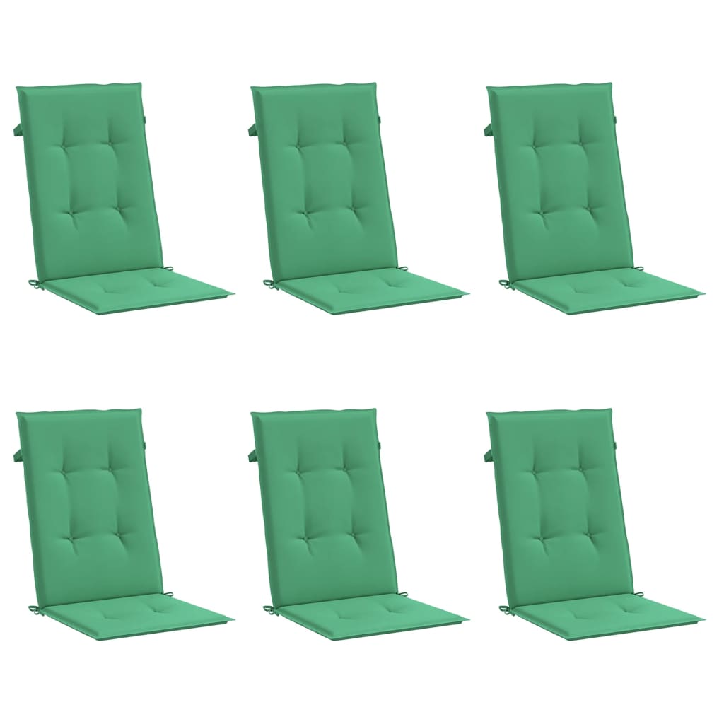Vidaxl Garden Chair Cushions 6 ST High Back 120x50x3 cm Tissu vert