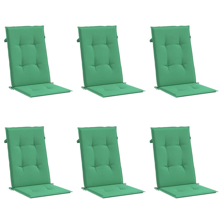 Vidaxl Garden Chair Cushions 6 ST High Back 120x50x3 cm Tissu vert