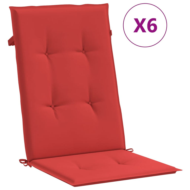 Coussins de chaise de jardin vidaxl 6 ST High arrière 120x50x3 cm Red