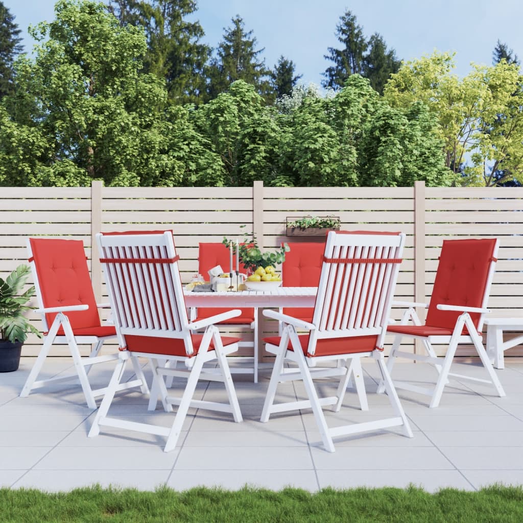 Coussins de chaise de jardin vidaxl 6 ST High arrière 120x50x3 cm Red