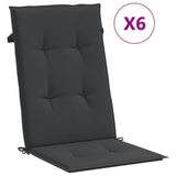 Coussins de chaise de jardin vidaxl 6 st dos haut 120x50x3 cm tissu noir - afbeelding 2
