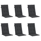 Coussins de chaise de jardin vidaxl 6 st dos haut 120x50x3 cm tissu noir - afbeelding 3