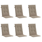 Coussins de chaise de jardin vidaxl 6 st dos haut 120x50x3 cm tissu taupe - afbeelding 3