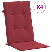 Coussins de chaise de jardin vidaxl 4 ST High arrière 120x50x3 cm Vin de tissu rouge - afbeelding 2