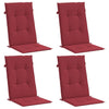 Coussins de chaise de jardin vidaxl 4 ST High arrière 120x50x3 cm Vin de tissu rouge