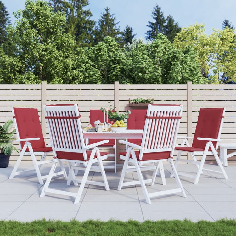 Coussins de chaise de jardin vidaxl 6 st dos haut 120x50x3 cm vin de tissu rouge