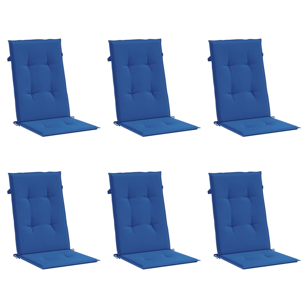 Vidaxl Garden Chair Cushions 6 St High Back 120x50x3 cm Fabric Royal Bleu