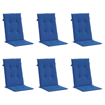 Vidaxl Garden Chair Cushions 6 St High Back 120x50x3 cm Fabric Royal Bleu