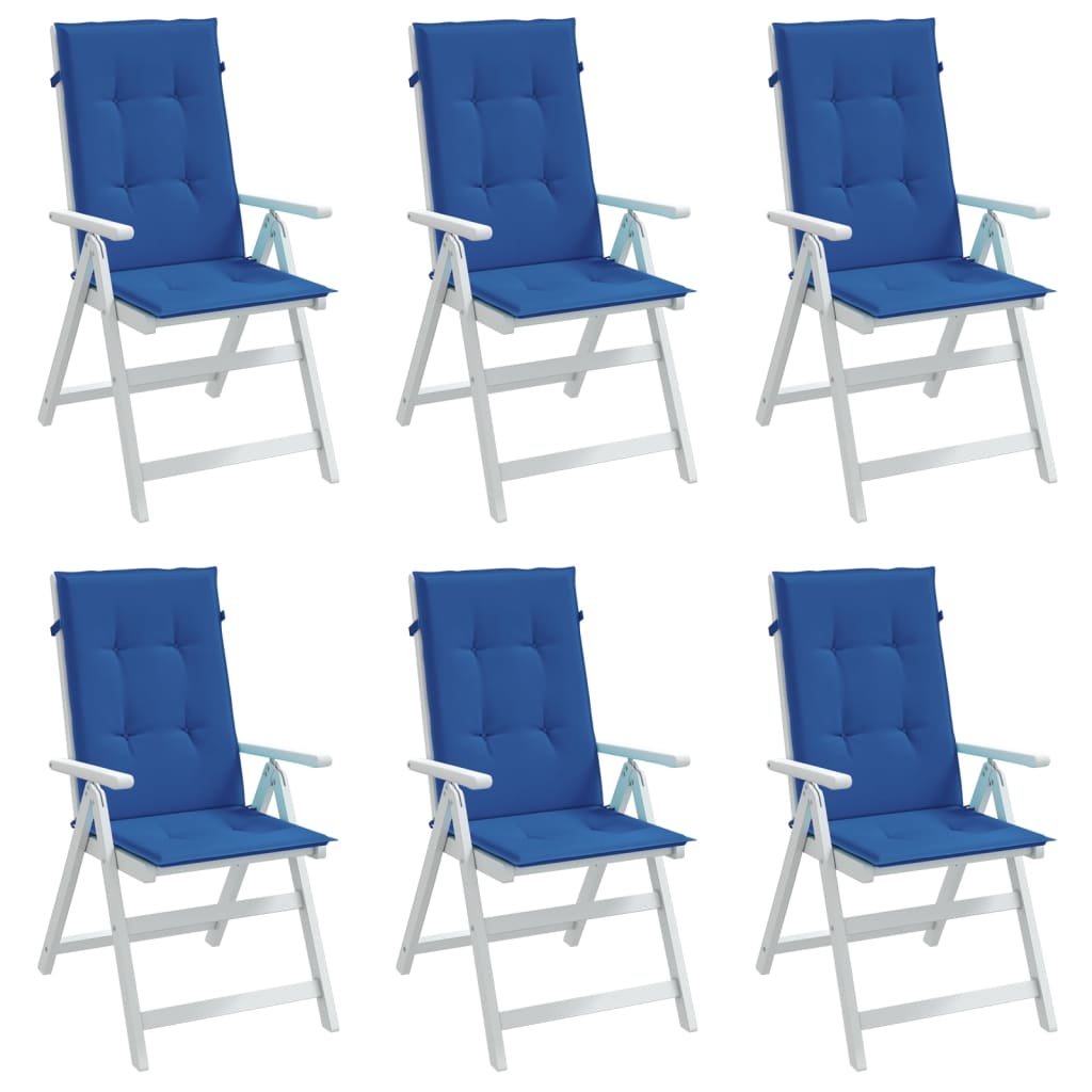 Vidaxl Garden Chair Cushions 6 St High Back 120x50x3 cm Fabric Royal Bleu