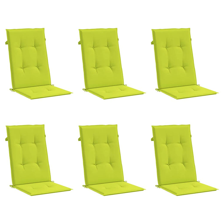 Coussins de chaise de jardin vidaxl 6 ST High arrière 120x50x3 cm tissu vert transparent