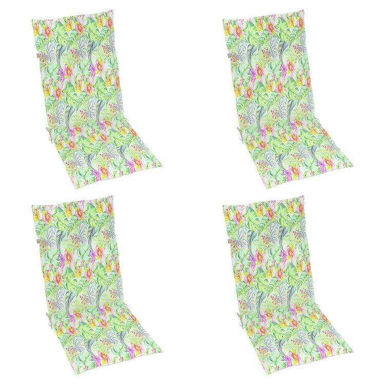 Coussins de chaise de jardin vidaxl 4 st motif de feuille arrière haute 120x50x3 cm tissu