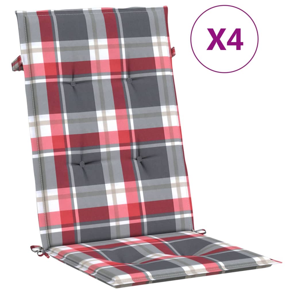Vidaxl Garden Chair Cushions 4 PCS 120x50x3 cm Fabric Modèle de diamant rouge