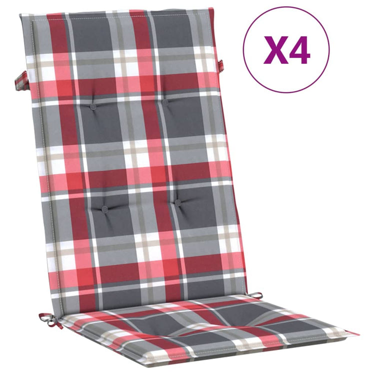 Vidaxl Garden Chair Cushions 4 PCS 120x50x3 cm Fabric Modèle de diamant rouge