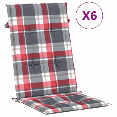 Coussins de chaise de jardin vidaxl 6 pcs 120x50x3 cm tissu diamant motif rouge