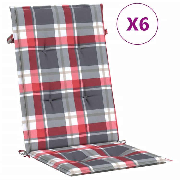 Coussins de chaise de jardin vidaxl 6 pcs 120x50x3 cm tissu diamant motif rouge