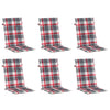 Coussins de chaise de jardin vidaxl 6 pcs 120x50x3 cm tissu diamant motif rouge