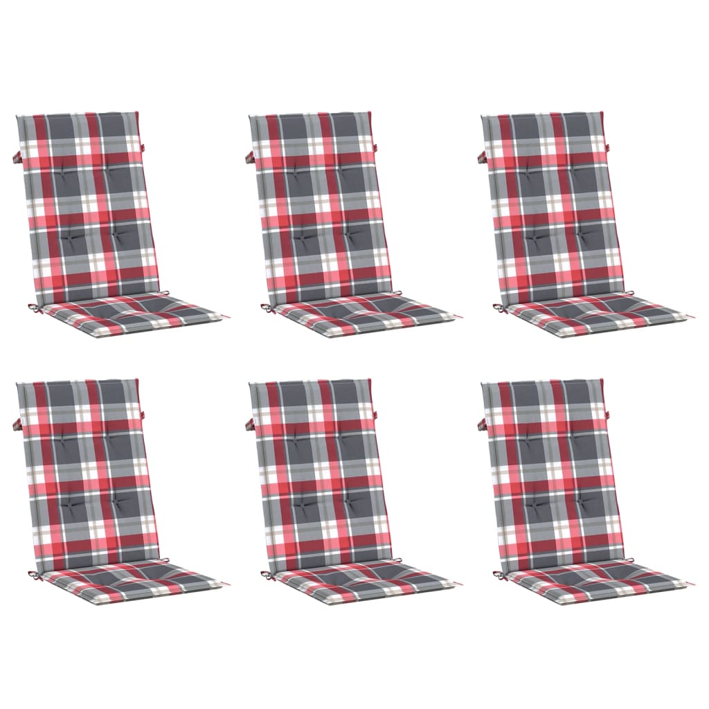 Coussins de chaise de jardin vidaxl 6 pcs 120x50x3 cm tissu diamant motif rouge