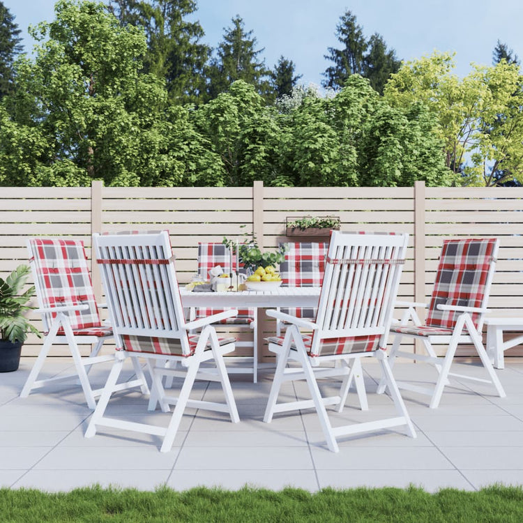 Coussins de chaise de jardin vidaxl 6 pcs 120x50x3 cm tissu diamant motif rouge