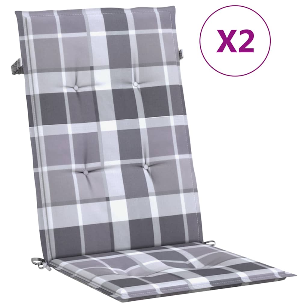 Vidaxx coussins de chaise de jardin 2 pcs dossier haut motif losange 120x50x3 cm gris