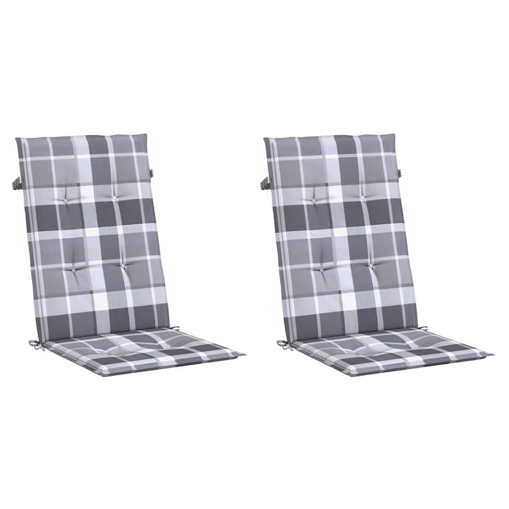 Vidaxx coussins de chaise de jardin 2 pcs dossier haut motif losange 120x50x3 cm gris