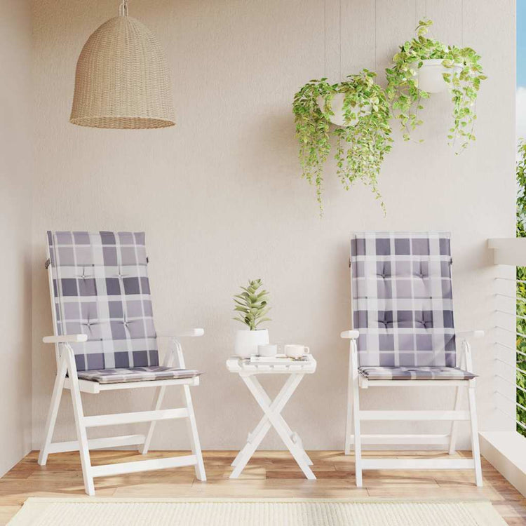 Vidaxx coussins de chaise de jardin 2 pcs dossier haut motif losange 120x50x3 cm gris