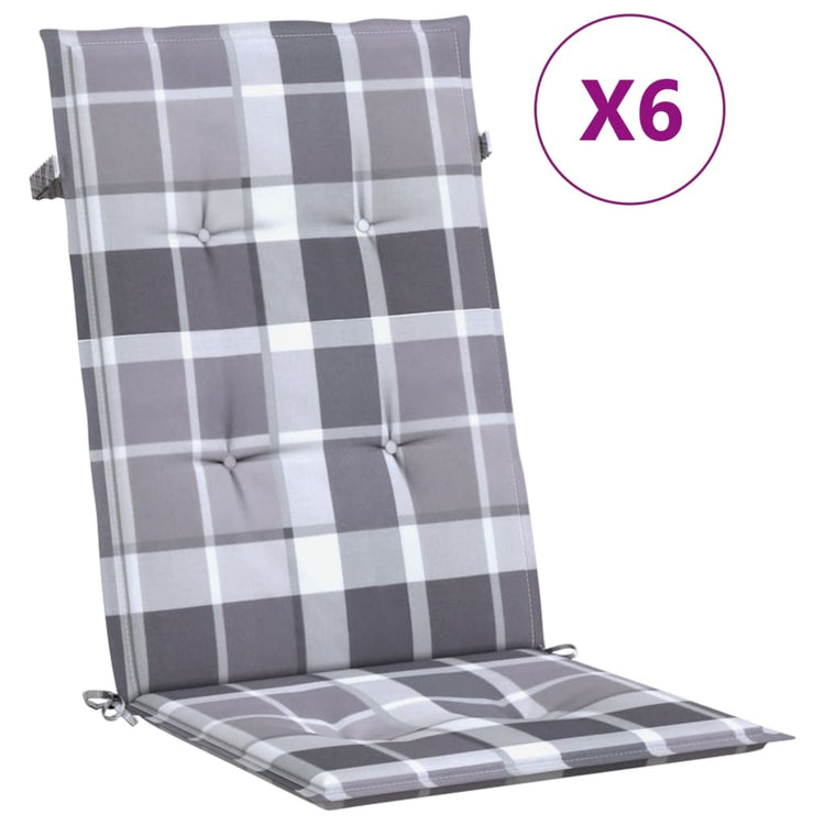 Coussins de chaise de jardin vidaxl 6 pcs 120x50x3 cm tissu diamant motif gris