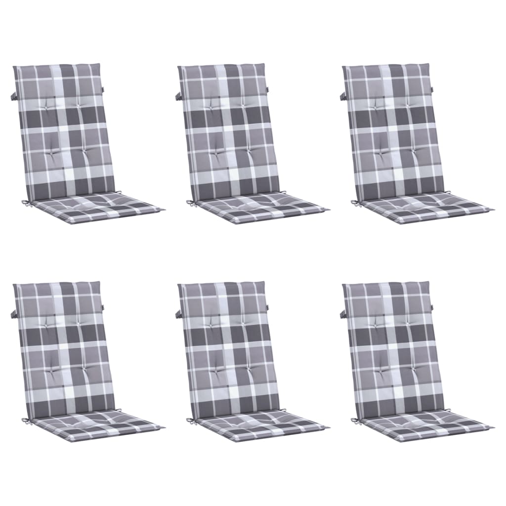 Coussins de chaise de jardin vidaxl 6 pcs 120x50x3 cm tissu diamant motif gris
