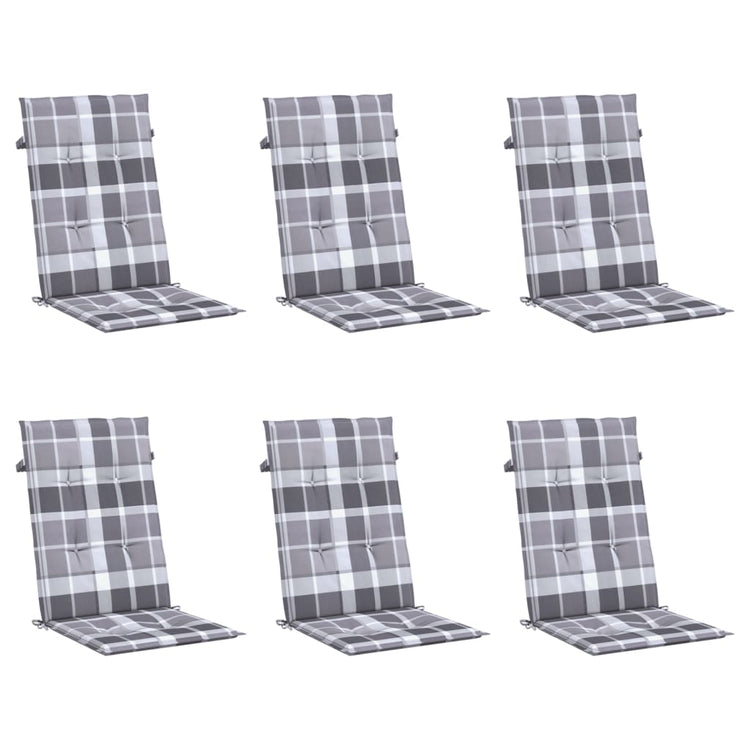 Coussins de chaise de jardin vidaxl 6 pcs 120x50x3 cm tissu diamant motif gris