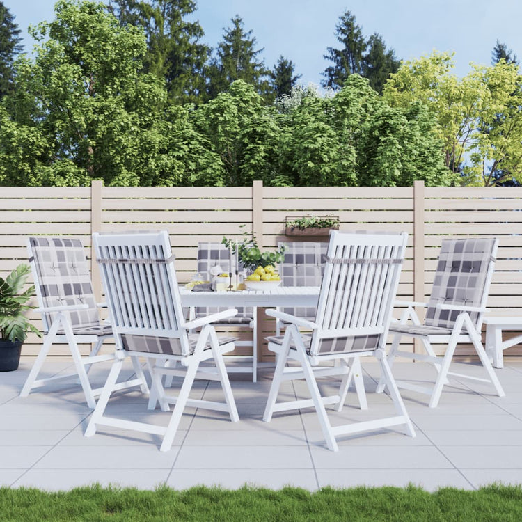 Coussins de chaise de jardin vidaxl 6 pcs 120x50x3 cm tissu diamant motif gris
