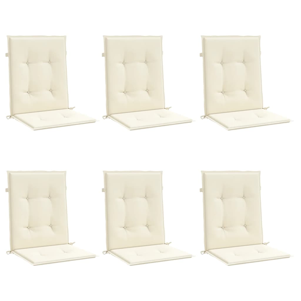 Coussins de chaise de jardin vidaxl 6 pcs 100x50x3 cm crème tissu oxford -colore