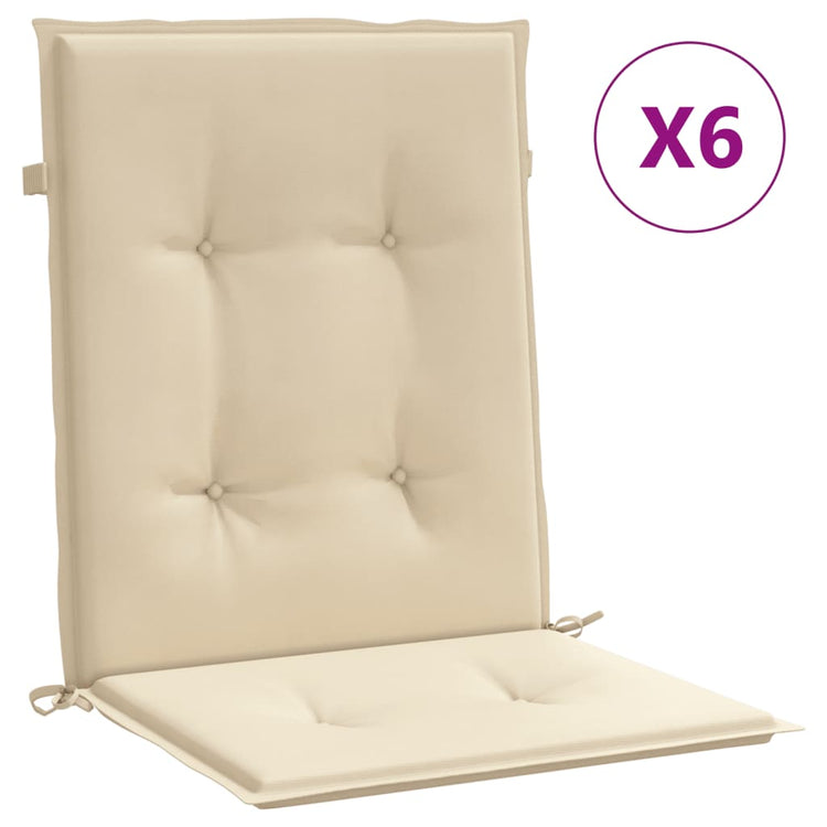 Coussins de chaise de jardin vidaxl 6 pcs 100x50x3 cm en tissu oxford beige