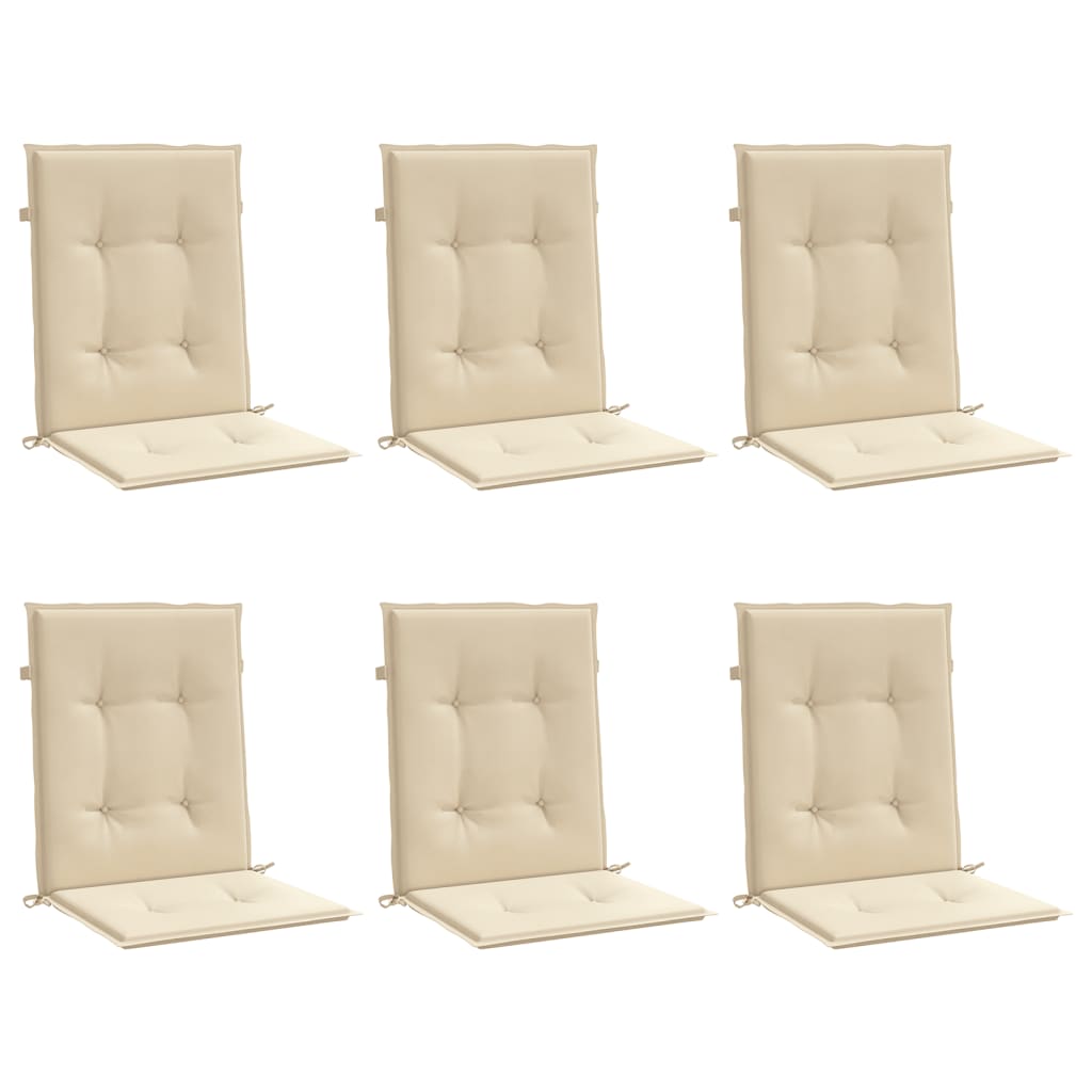 Coussins de chaise de jardin vidaxl 6 pcs 100x50x3 cm en tissu oxford beige