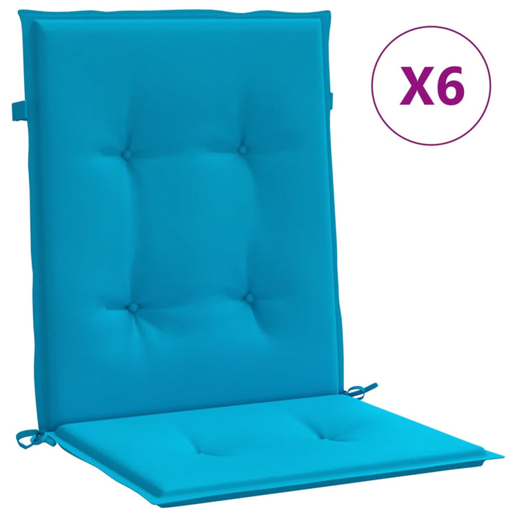 Coussins de chaise de jardin vidaxl 6 pcs 100x50x3 cm oxford tissu bleu