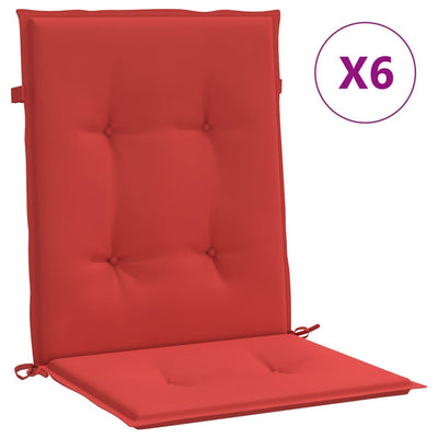 Coussins de chaise de jardin vidaxl 6 pcs 100x50x3 cm oxford tissu rouge