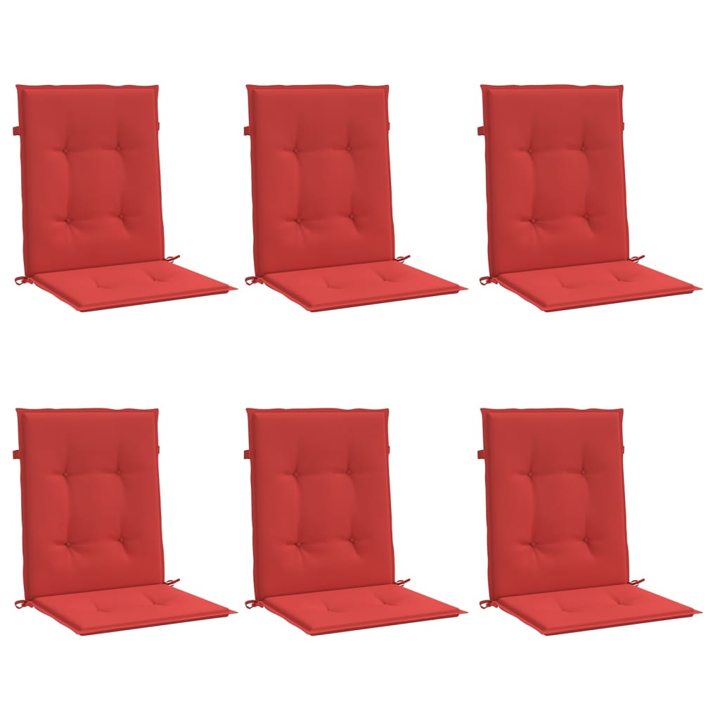 Coussins de chaise de jardin vidaxl 6 pcs 100x50x3 cm oxford tissu rouge