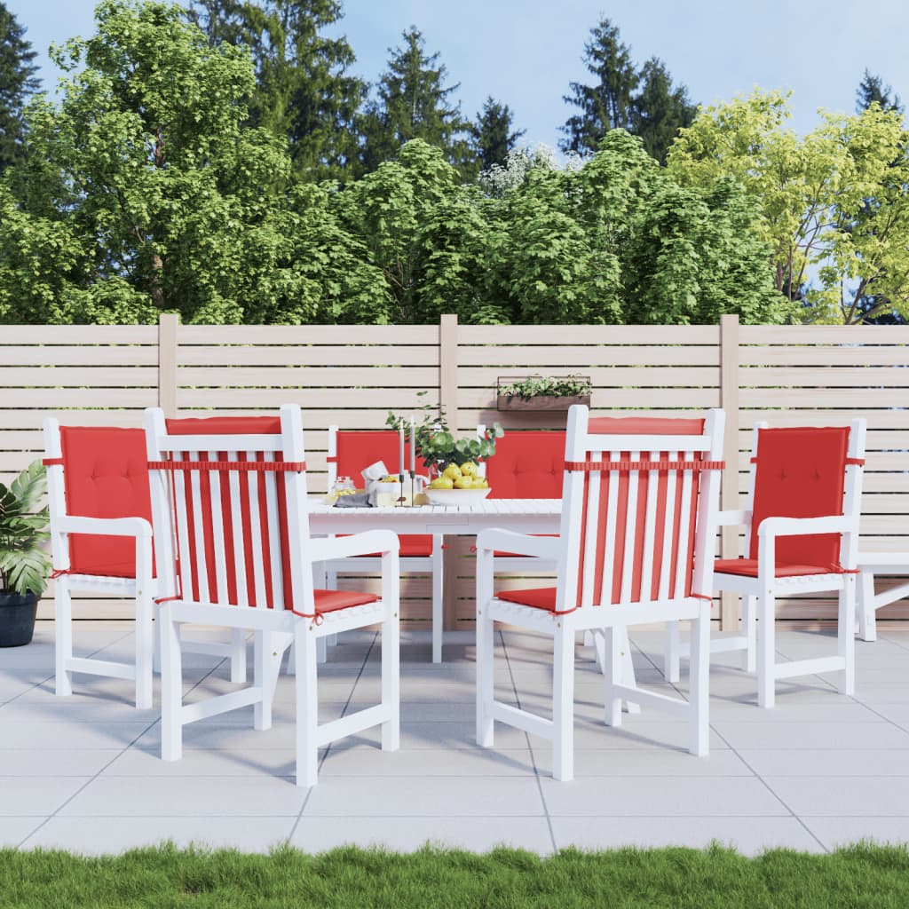 Coussins de chaise de jardin vidaxl 6 pcs 100x50x3 cm oxford tissu rouge