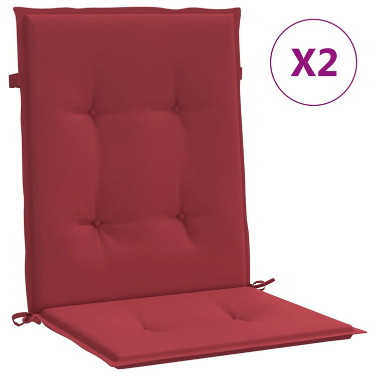 Vidaxl jardin chaise coussins 2 st 100x50x3 cm oxford tissu wine rouge